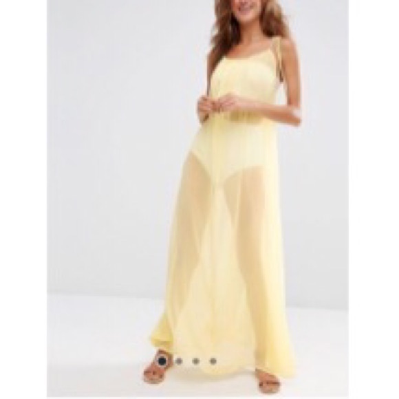 🤩ASOS Tie Shoulder Sheer Swing Maxi Beach Dress - Picture 3 of 3